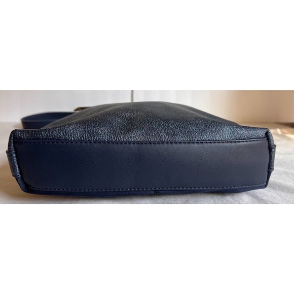 Sondra Roberts Women Squared Shoulder Bag Blue Faux Leather Pocket Outer Zipper - Picture 5 of 10